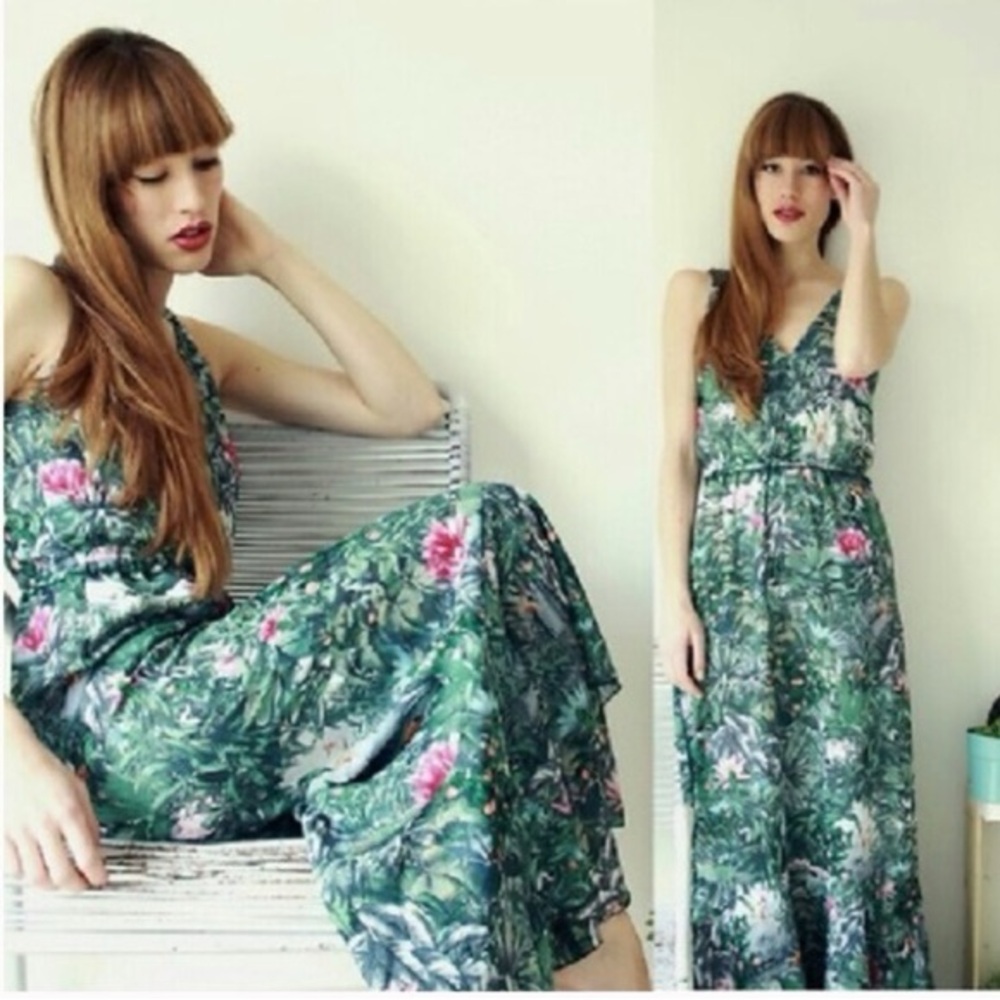 H&M Conscious Collection Vanessa Paradis Jungle Botanical Maxi Dress siz…